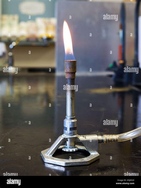 Bunsen Burner With Flame Adjusted For Safety Stock Photo Alamy