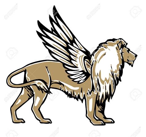 An Image Of A Lion With Wings On It S Back Royaltyvectore