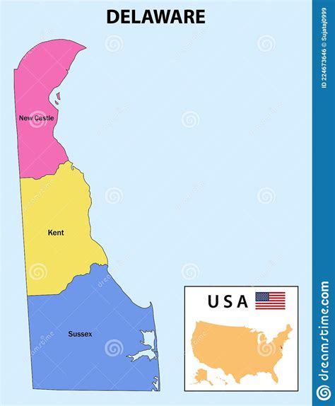 Delaware Map State And District Map Of Delaware Stock Vector