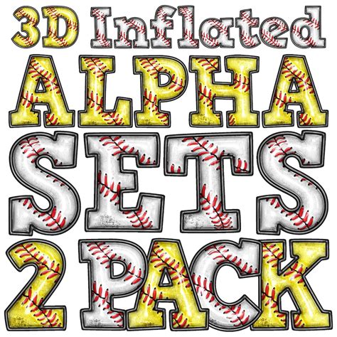 Inflated Softball Baseball Alphabets Png Bundle Pack Of D Puff