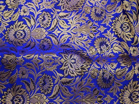 Royal Blue Indian Brocade Fabric Banarasi Brocade Fabric By The Yard