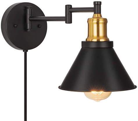 Swing Arm Wall Lamp Industrial Wall Sconce Plug In Wall Lights Fixtures For Bedroom Bedside