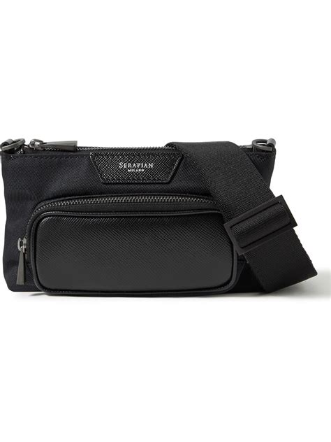 Serapian Serapian Mini Envelope Evoluzione Cross Grain Leather And Twill Messenger Bag Men