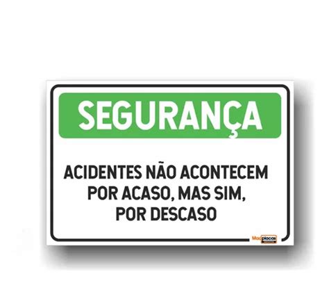 Placa Seguran A Acidentes Acontecem X Mm Pvc Mm Resist