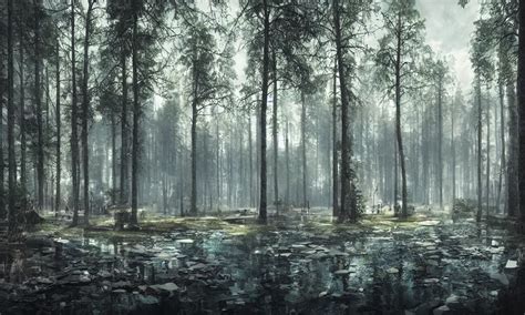 Finnish Forest Lake Futuristic Cyberpunk Highly Stable Diffusion