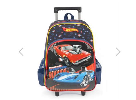Mochila Infantil Rodinha Hot Wheels Grande Azul Luxcel