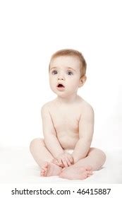 Naked Surprised Babyboy Lying On White Stock Photo Shutterstock