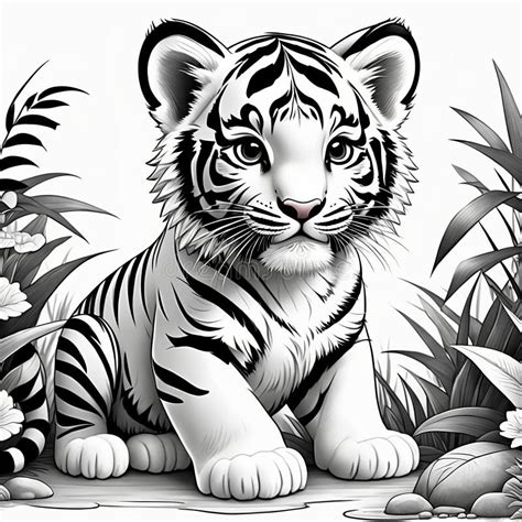 Entertaining Coloring Magic: Kids 3D Artistic Tiger Cub Fun Stock Image - Image of activity ...