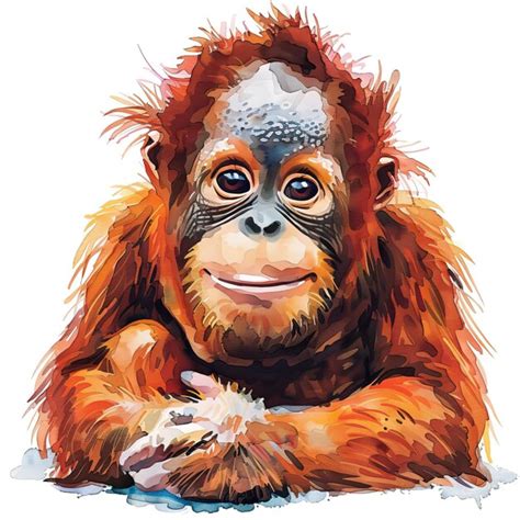 Premium Vector Orangutan Clipart Cute Clip Art Flat Illustration Cartoon