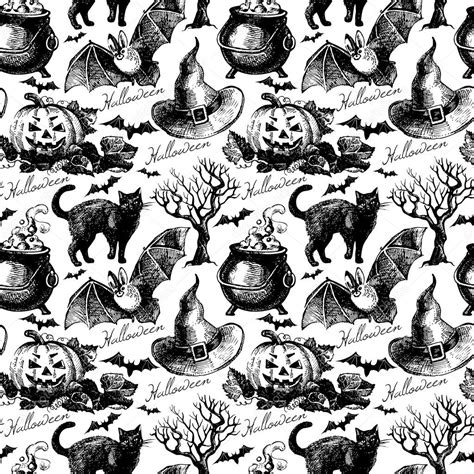 Sketch Halloween Seamless Pattern Stock Vector Image By Pimonova