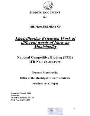 Fillable Online Standard Bidding Document For The Procurement Fax