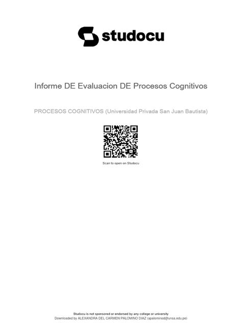 Informe De Evaluacion De Procesos Cognitivos Pdf Conceptos Psicologicos Cognición