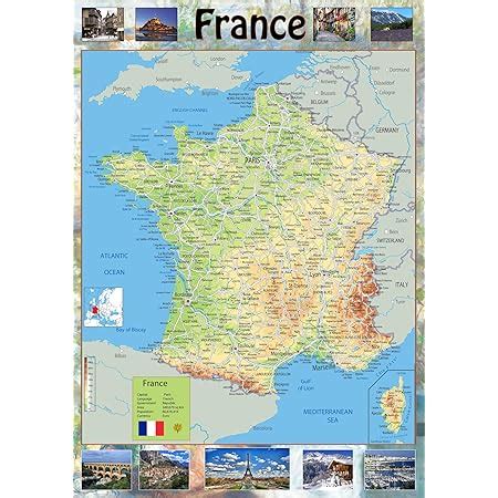 Carte géopolitique de France Papier plastifié A0 Taille 84 1 x 118