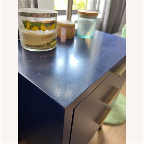 Navy Blue Side Table With Drawers Aptdeco