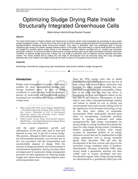 Pdf Optimizing Sludge Drying Rate Inside Structurally Integrated