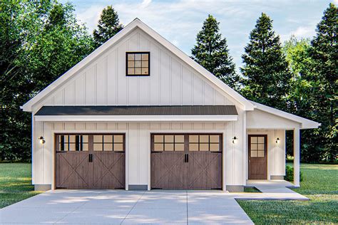 Modern Farmhouse Detached Garage With Pull Down Stairs 62843DJ