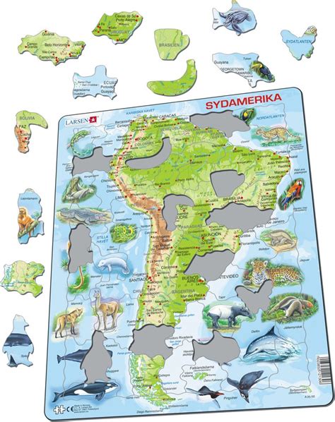 A25 Sør Amerika Kart over verden og regioner Puslespill