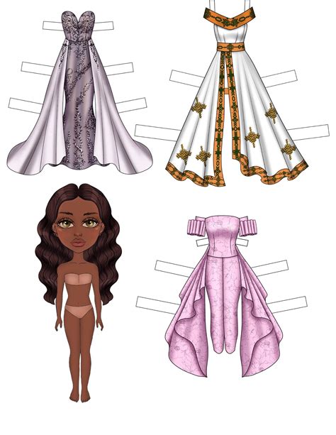 Printable African American Paperdolls Gifted-kits for Birthday Craft ...