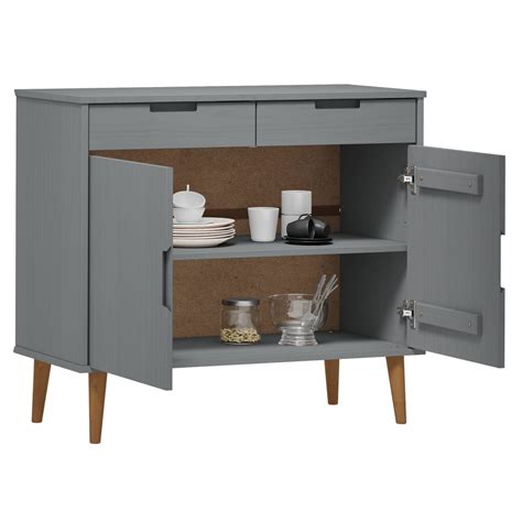 Armoire De Chambre Buffet Gris X X Cm Bois Massif De Pin Yw