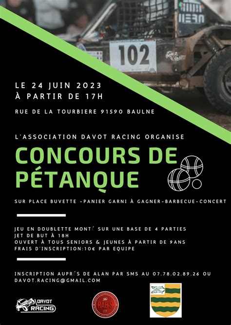 Concours de pétanque Ouvert à tous Baulne 24 juin 2023 Doublette