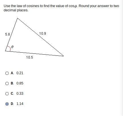 FREE Use The Law Of Cosines To Find The Value Of Cos Round Your