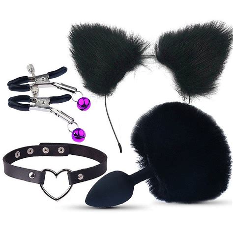 Kit Sensual Plug Anal Pompom Grampo De Mamilos Guizo Chocker