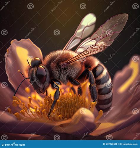 Flower Power, Honey Bee Pollination at Work, Generative Ai. Stock ...