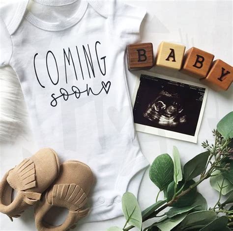 Coming Soon Baby Announcement Onesie® Pregnancy Announcement Etsy