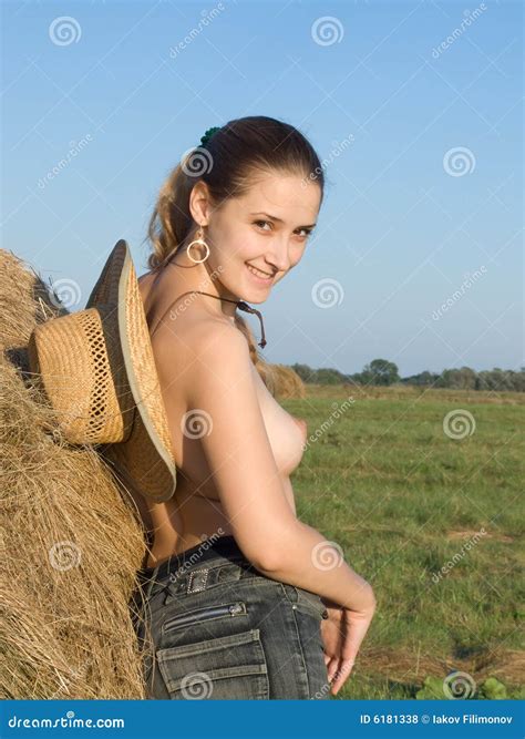 Girl On Hay Stock Photo Image Of Cowboy Nude Nudity