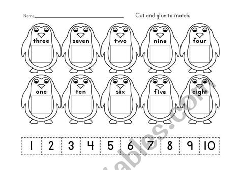 Number Penguins - ESL worksheet by Sprinklenglish
