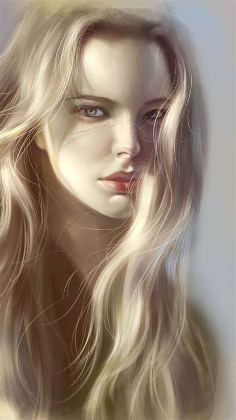 A Digital Painting Of A Woman With Long Blonde Hair