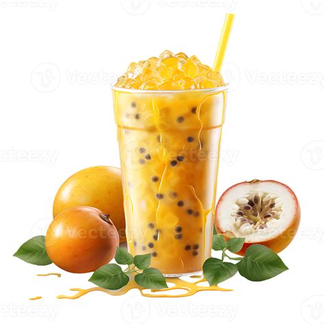 Closeup Glass Of Passionfruit Drink Perfect For Drink Catalog Ai