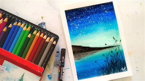 How To Use Watercolor Pencils Easy Night Scenery Youtube