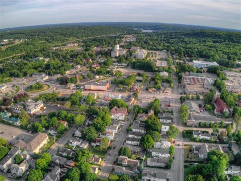 Augusta is the Capitol of Maine. Aerial View Taken from Drone in Stock ...