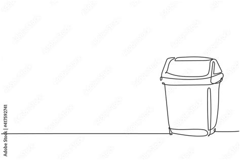 One single line drawing of plastic recycle bin home appliance. Dustbin ...