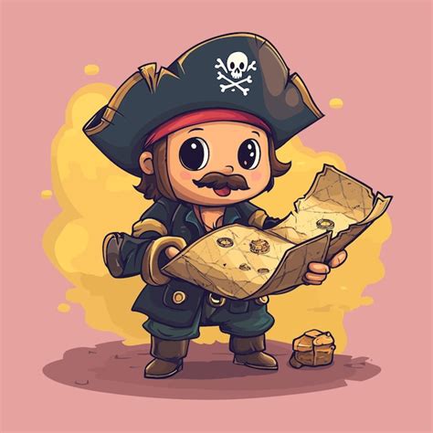 Pirate With Treasure Map Vector Premium Ai Generated Vector