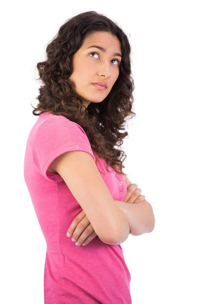 Premium Photo Pensive Attractive Brunette Posing