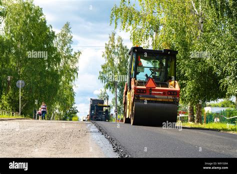 Chelyabinsk Region, Russia - August 2019. Asphalt Roller Operation ...