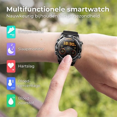 Nuvance Luxe Smartwatch Voor Dames En Heren Android En Ios 45mm Cf89 Touch Screen