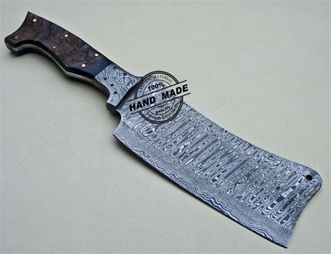 Damascus Cleaver Butchers Knife Custom Handmade Damascus