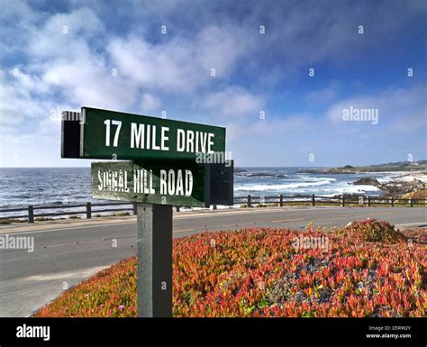 17 mile drive sign in a fabulous scenic route through Pacific Grove Stock Photo: 55228963 - Alamy