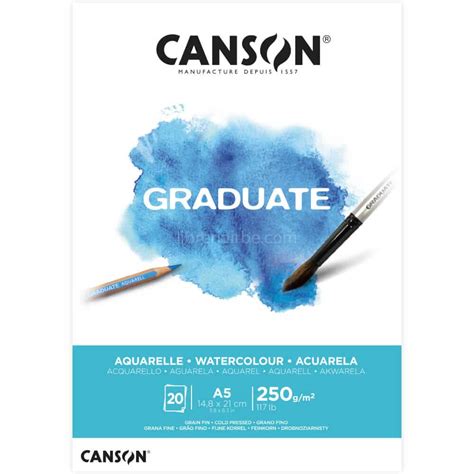 Canson Block Graduate Aquarelle A5 250 Gsm 20 Hojas PaperStop