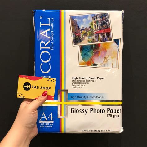 Jual TAB SHOP CORAL GLOSSY PHOTO PAPER A4 120 GSM 100 SHEETS CORAL