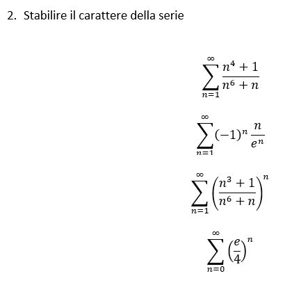 Esercizi Sulle Studio Del Carattere Di Serie Numeriche Prof Ascanio