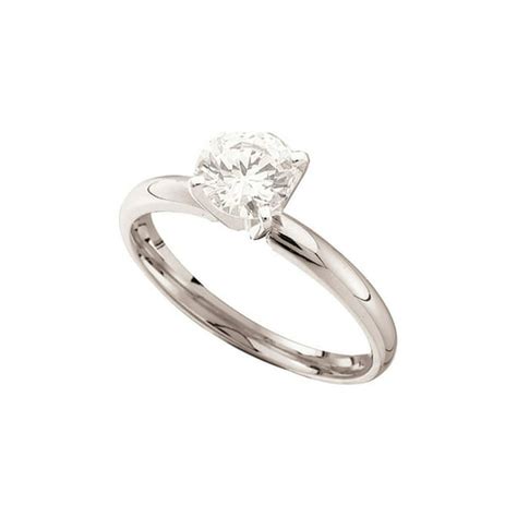 The Jewelry Master 14kt White Gold Womens Round Diamond Solitaire