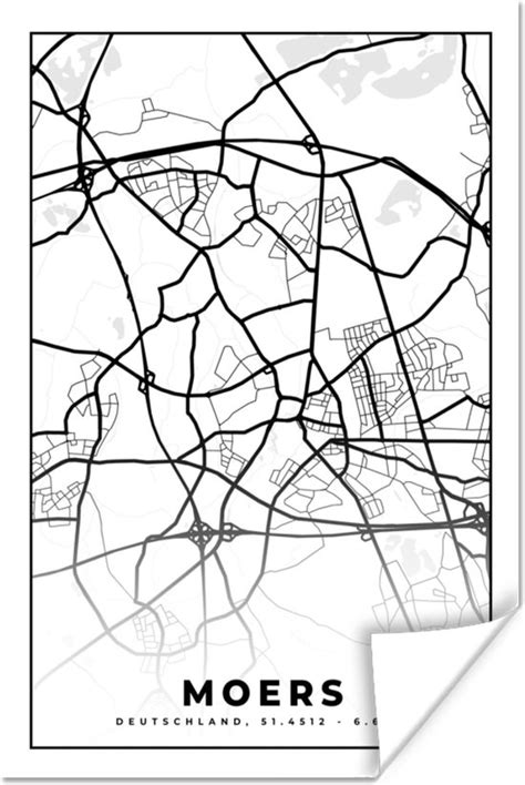 Poster Plattegrond Moers Kaart Stadskaart X Cm Xxl Bol