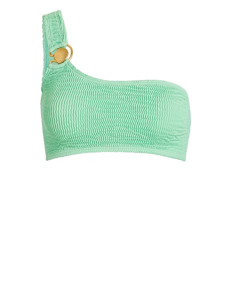 Cleonie Beach One Shoulder Bikini Top Green Lt Editorialist