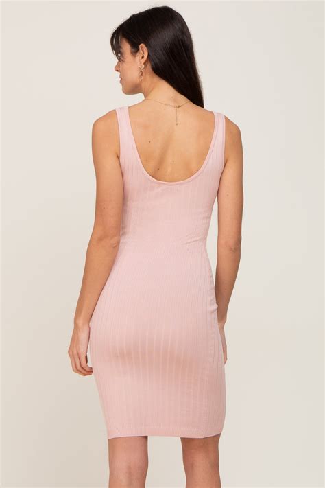 Pink Rib Knit Sleeveless Dress Pinkblush