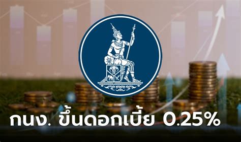 กนง เคาะขึ้นอัตราดอกเบี้ย 0 25 สู่ระดับ 2 25 ต่อปี