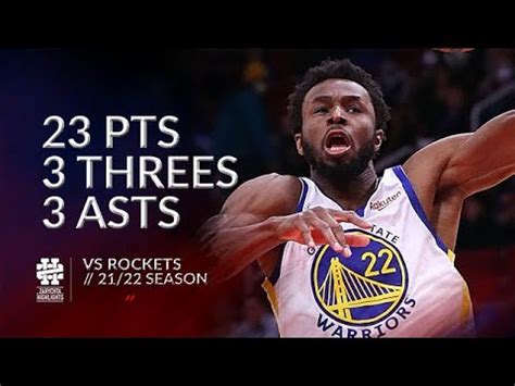 Andrew Wiggins Pts Threes Asts Vs Rockets Season Youtube